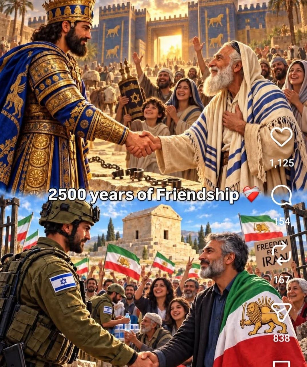 Symbolische Darstellung der historischen Freundschaft zwischen Persern und Juden